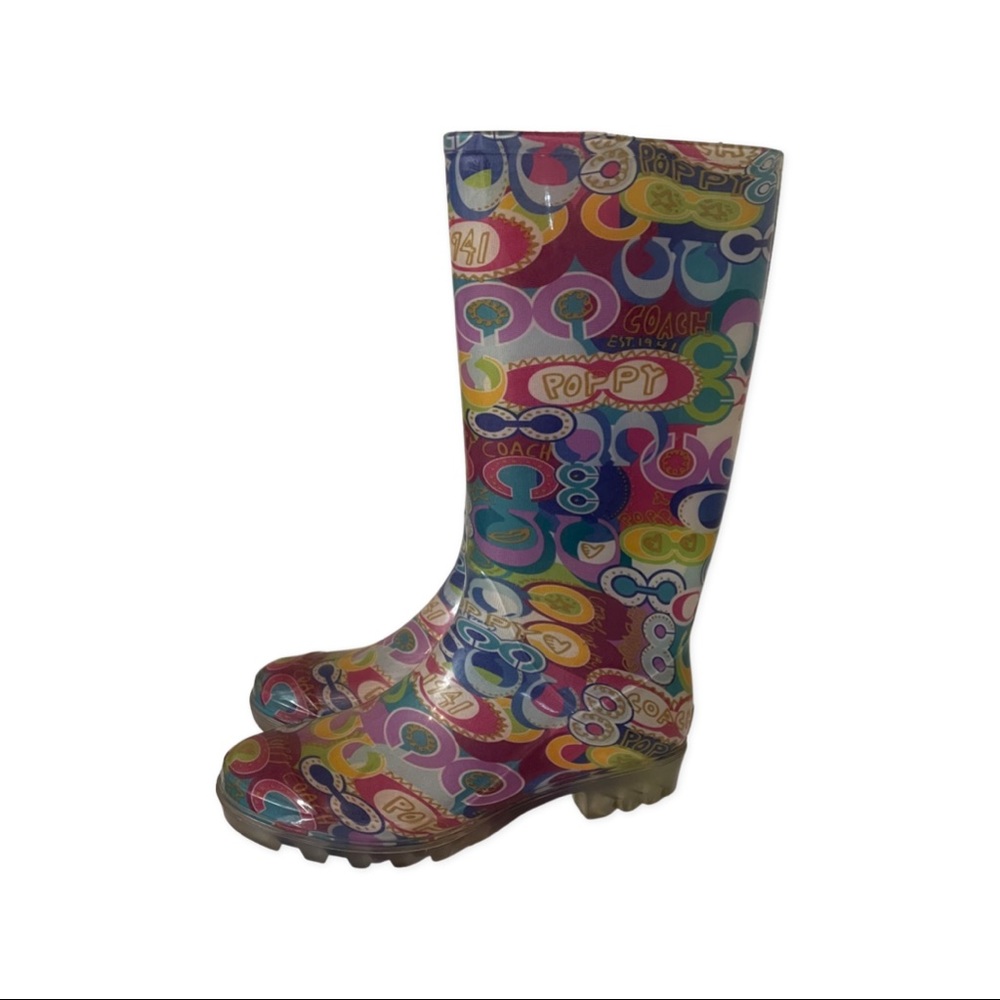 Coach Poppy Multicolor Clear Rain Boot Size 7 - image 3